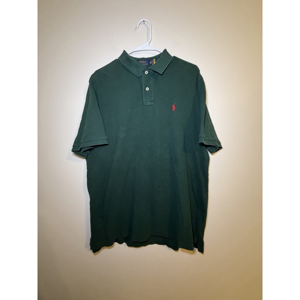 Polo Ralph Lauren Men's Polo Shirt Dark Green Red Logo Size XL